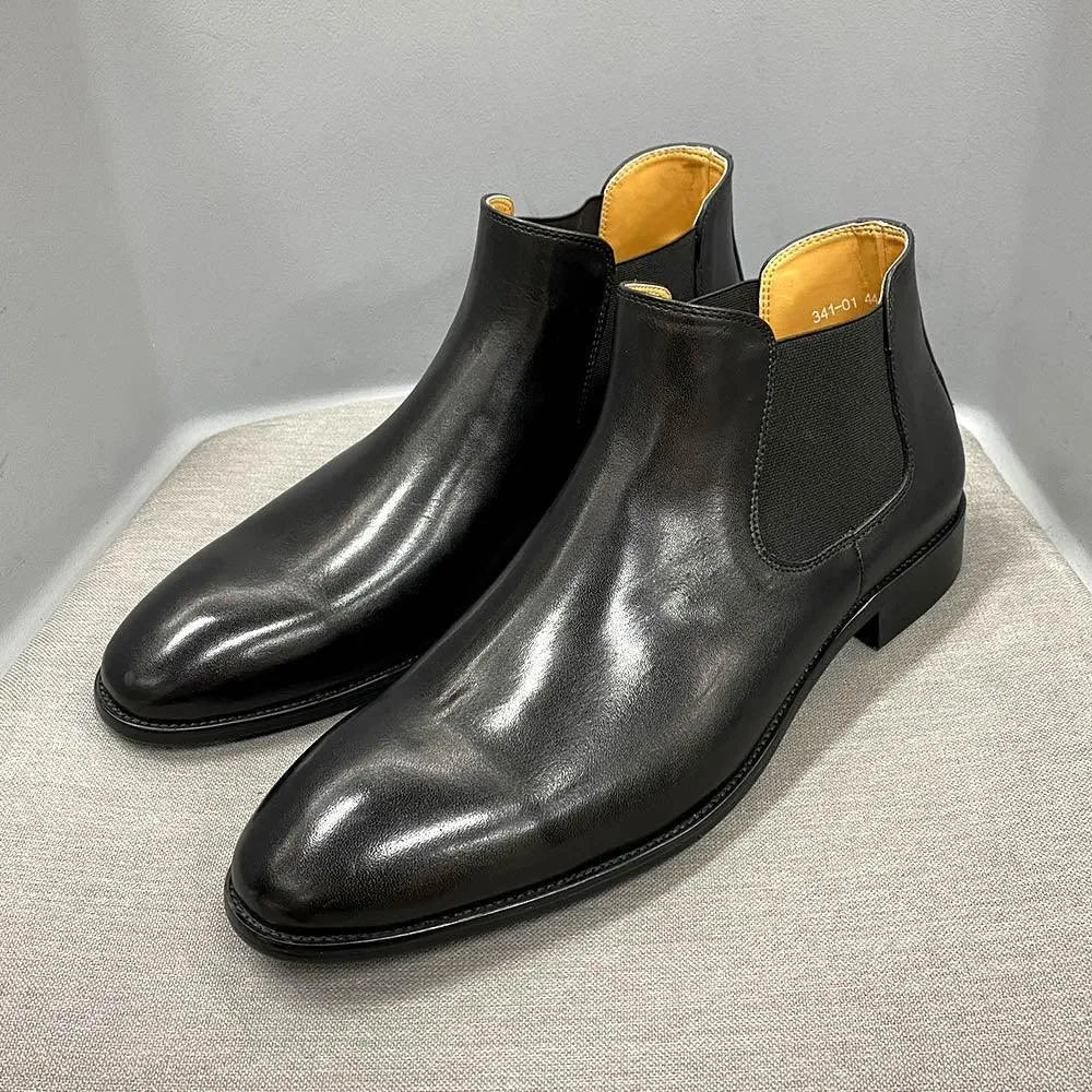 Renard Leather Ankle Dress Boots -Guocali