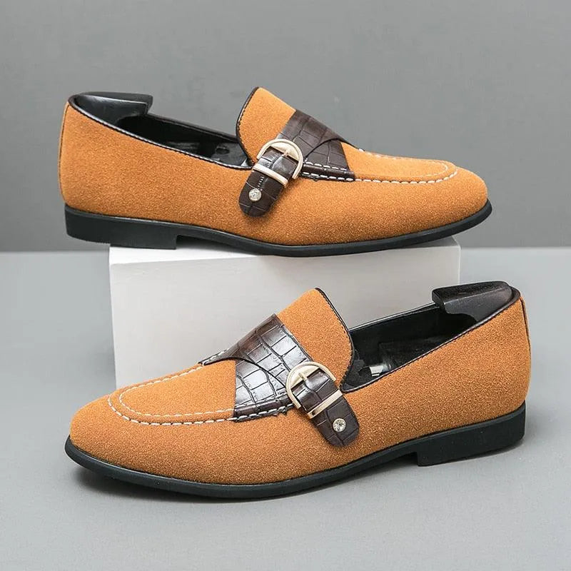 Round Toe Slip-On Formal Loafers - Men Shoes -Guocali