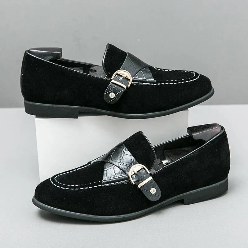 Round Toe Slip-On Formal Loafers - Men Shoes -Guocali