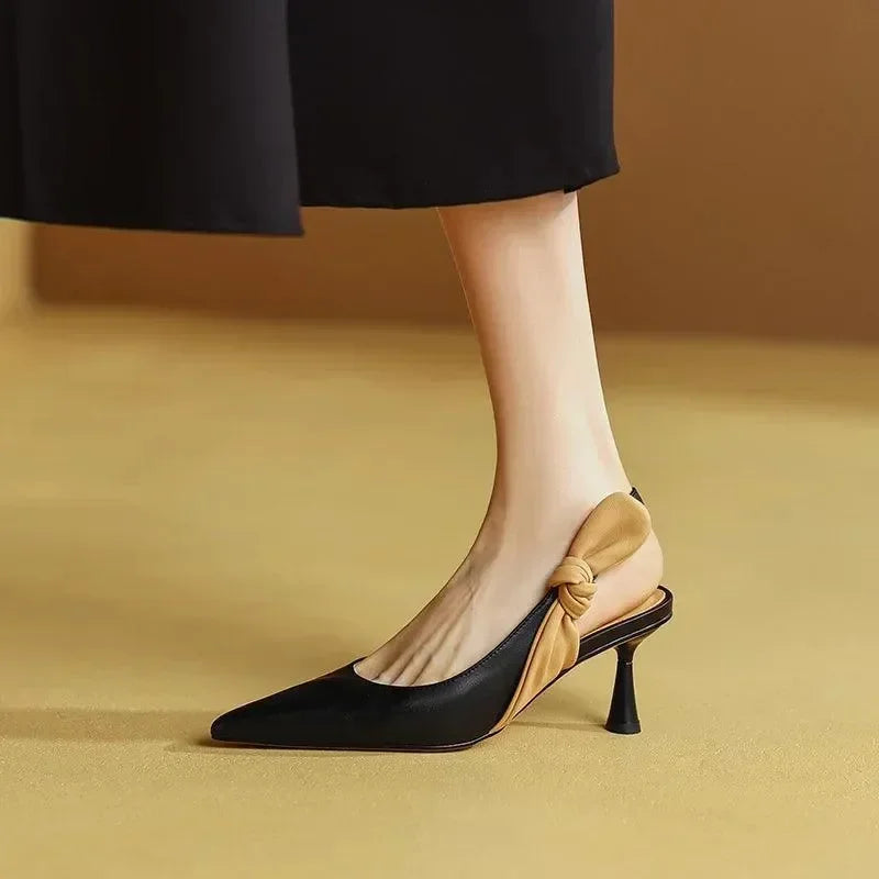 Sandals Slingback Knot Leather Women Sandals -Guocali