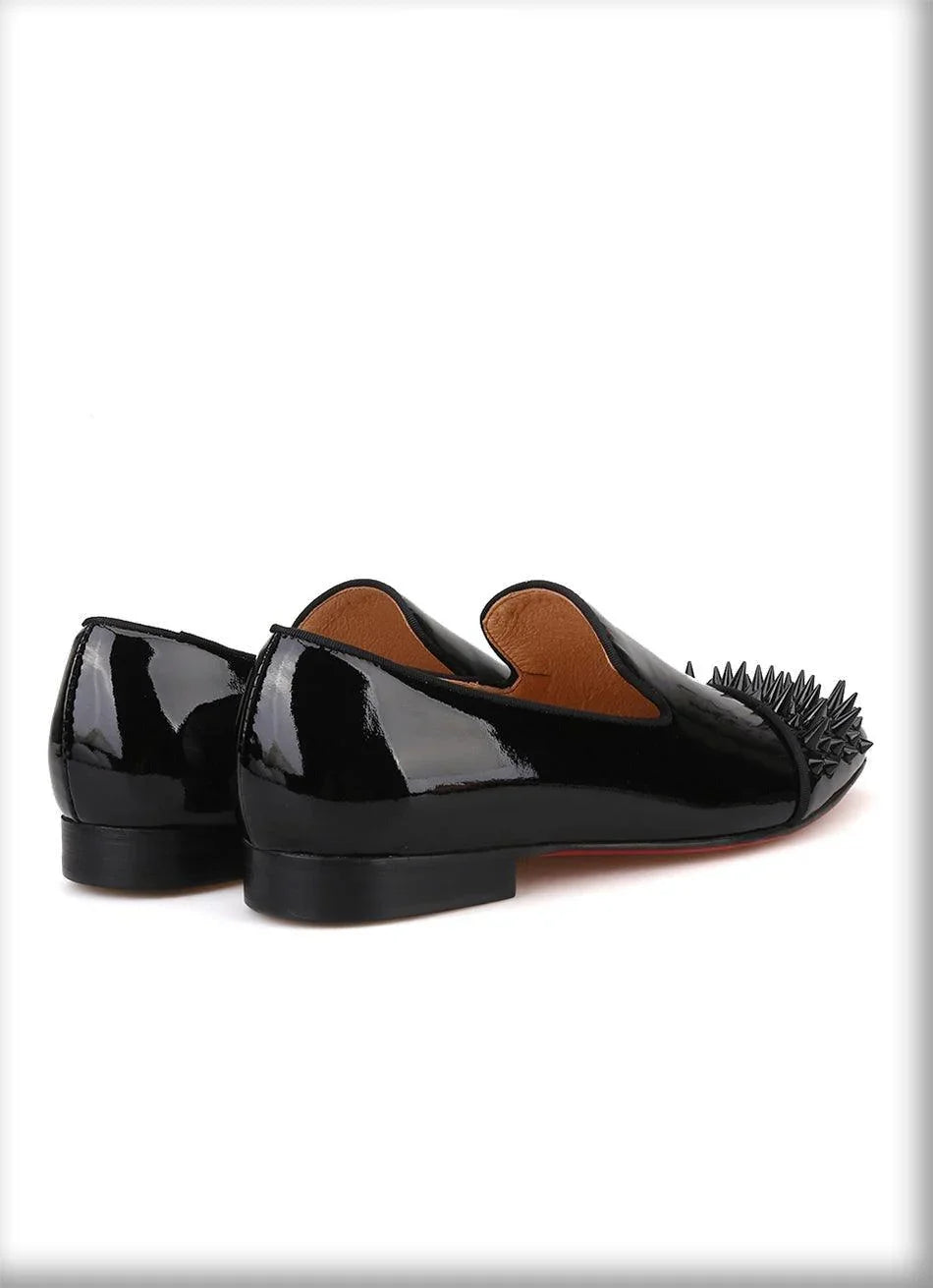 Spiked Patent Leather Men Loafers - Men Shoes -Guocali