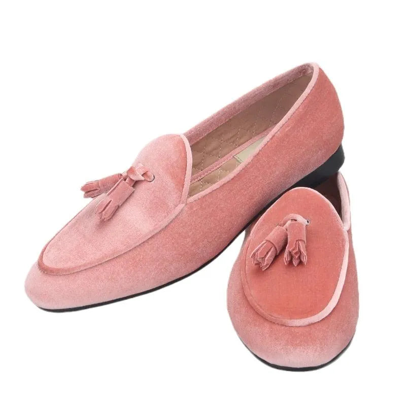 Velvet Men Loafers With Tassels - Men Shoes -Guocali