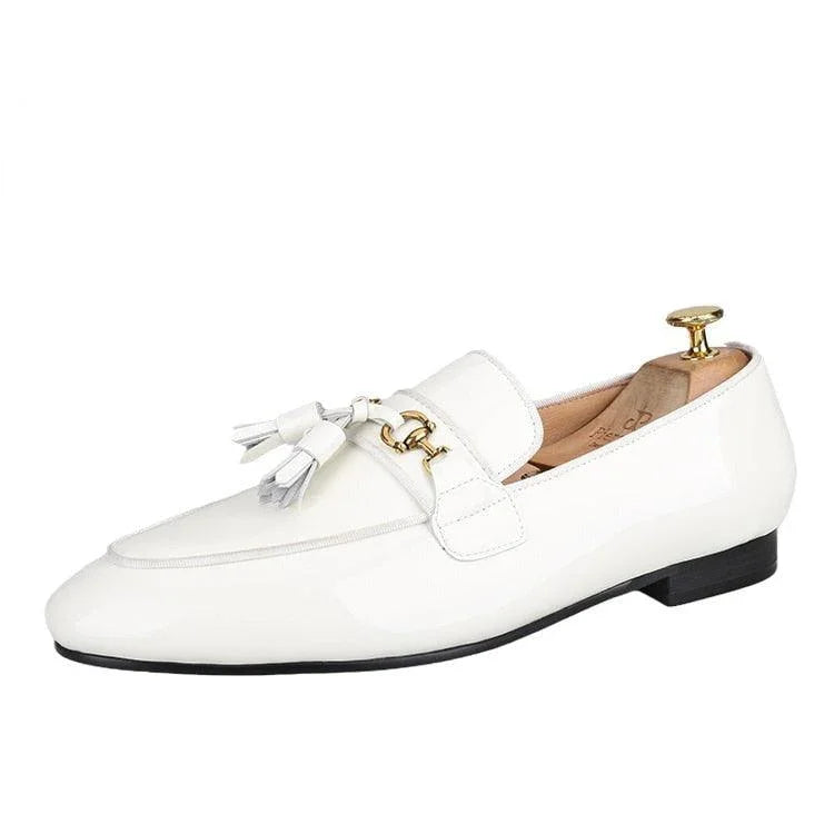 White Patent Leather Men Loafers - Men Shoes -Guocali