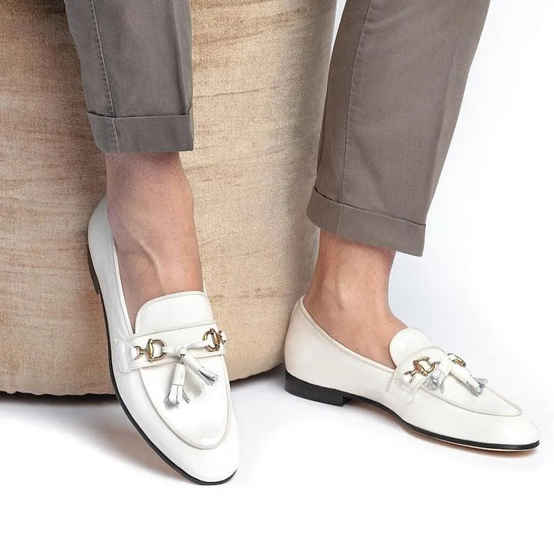White Patent Leather Men Loafers - Men Shoes -Guocali
