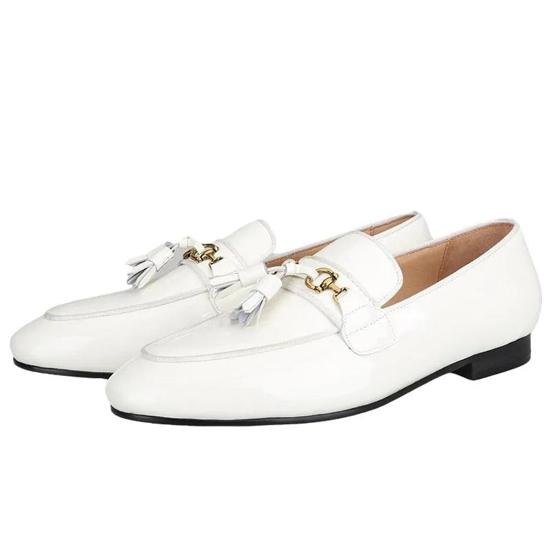 White Patent Leather Men Loafers - Men Shoes -Guocali