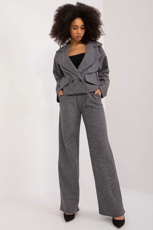 Women Blazer - Breathable - Double-Breasted - Gray -Guocali