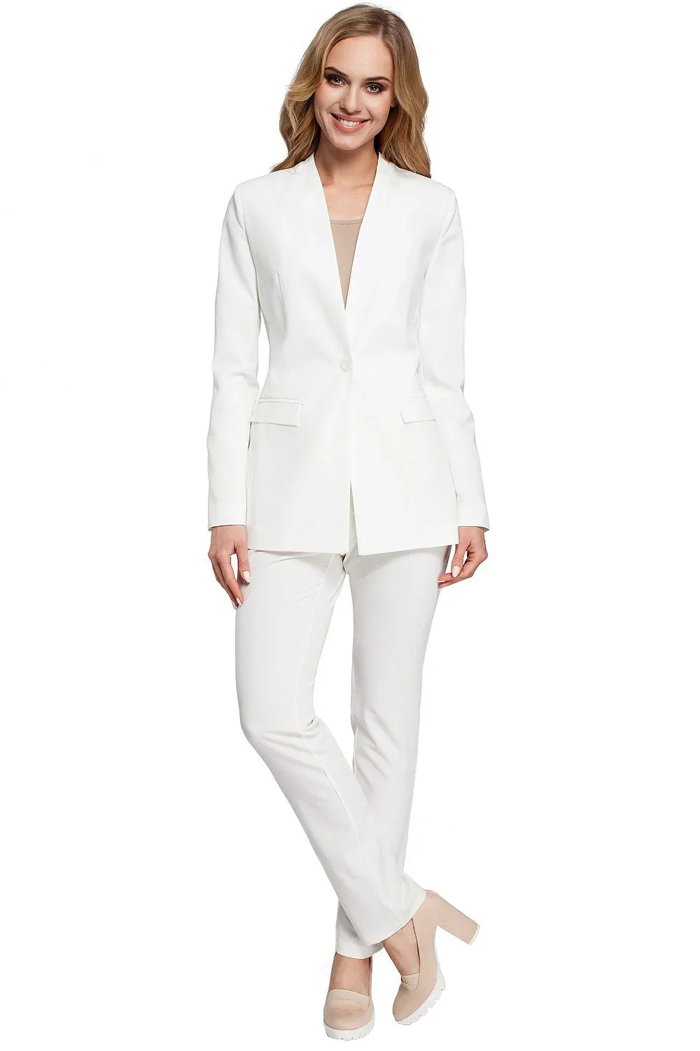 Women Blazer - Stretchable - Button - Beige -Guocali