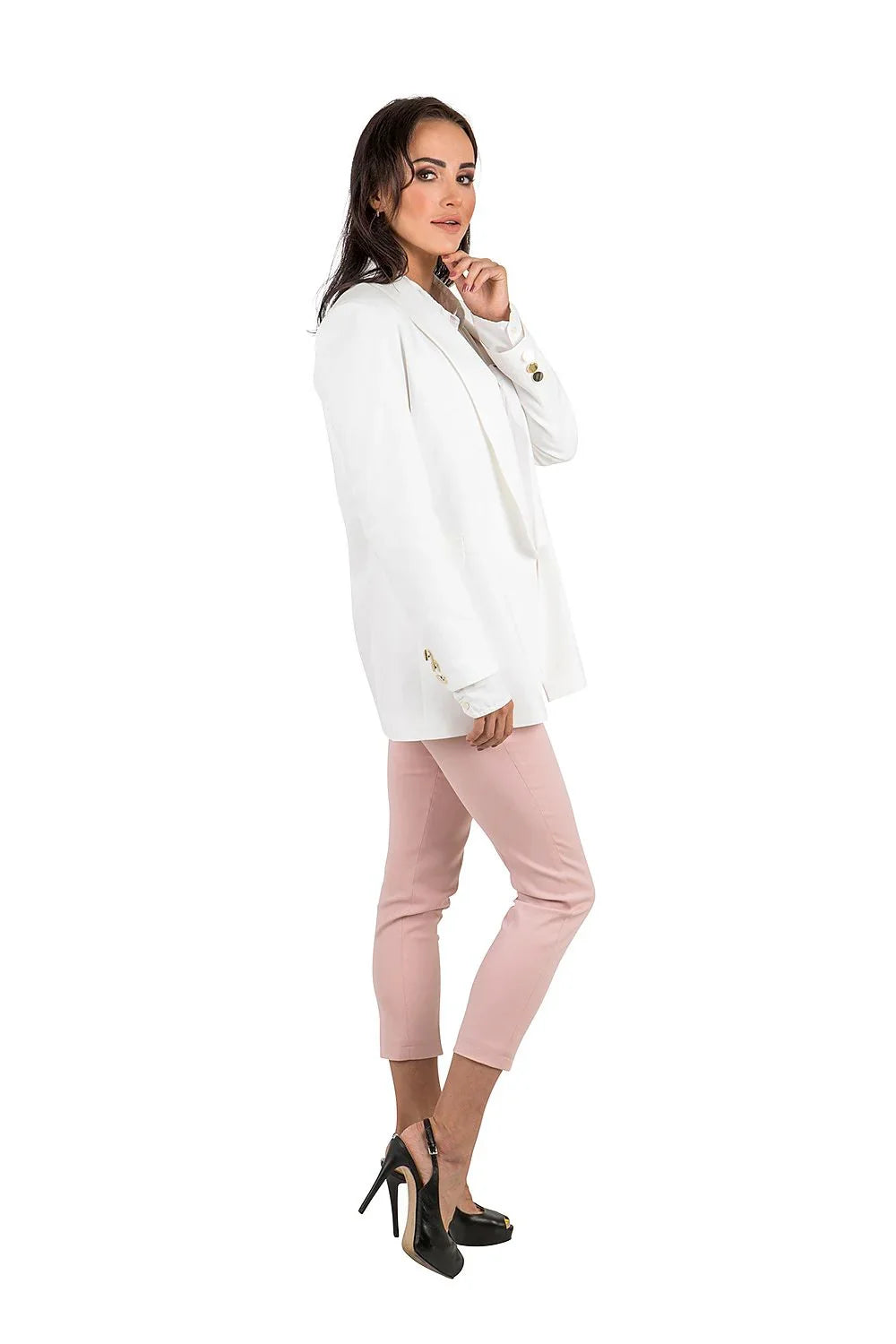 Women Blazer - Stretchable - Button - Beige -Guocali