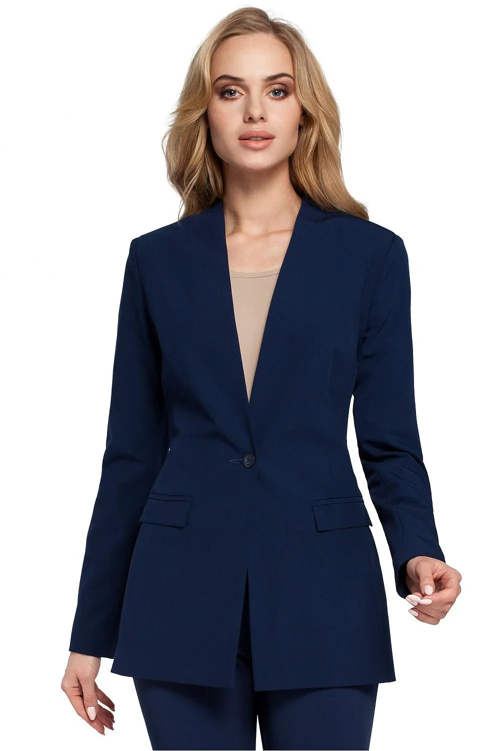 Women Blazer - Stretchable - Button - Navy -Guocali