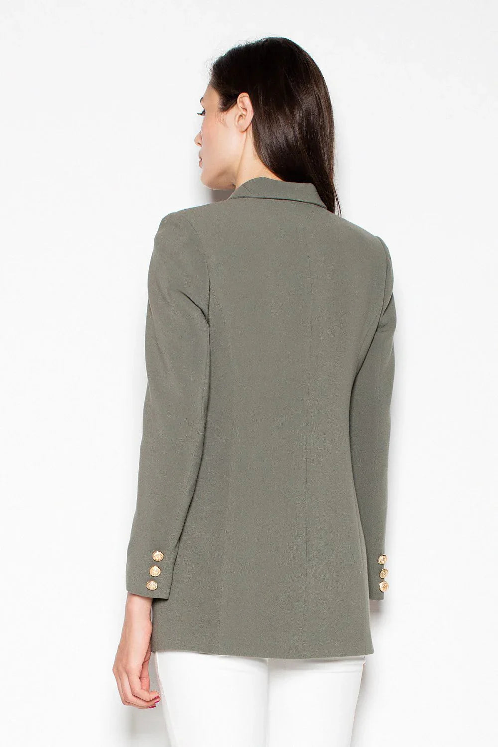 Women Blazer - Stretchable - Double-Breasted - Green -Guocali