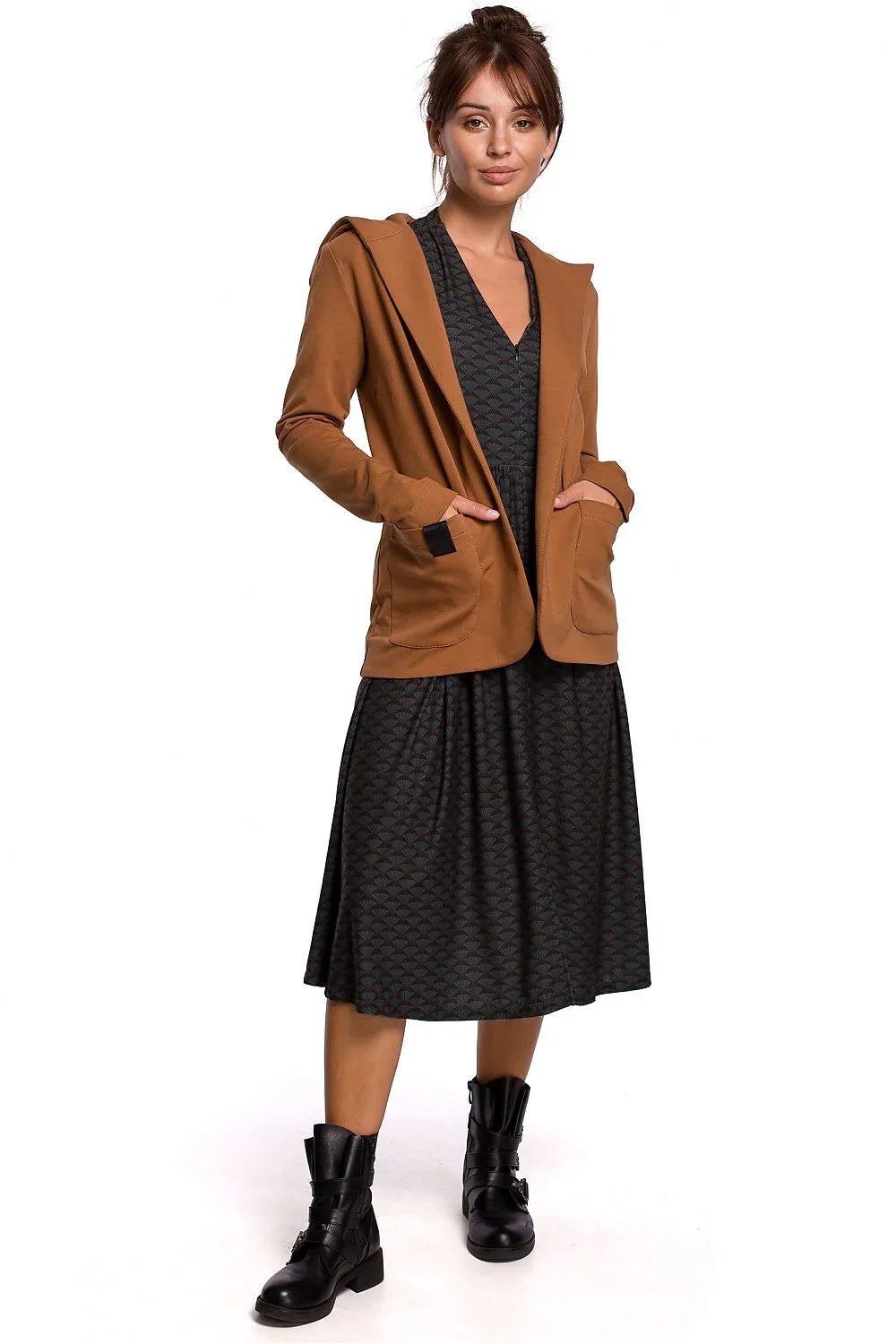 Women Blazer - Stretchable - Slip-On - Brown -Guocali