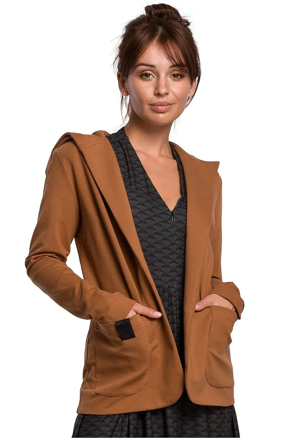 Women Blazer - Stretchable - Slip-On - Brown -Guocali