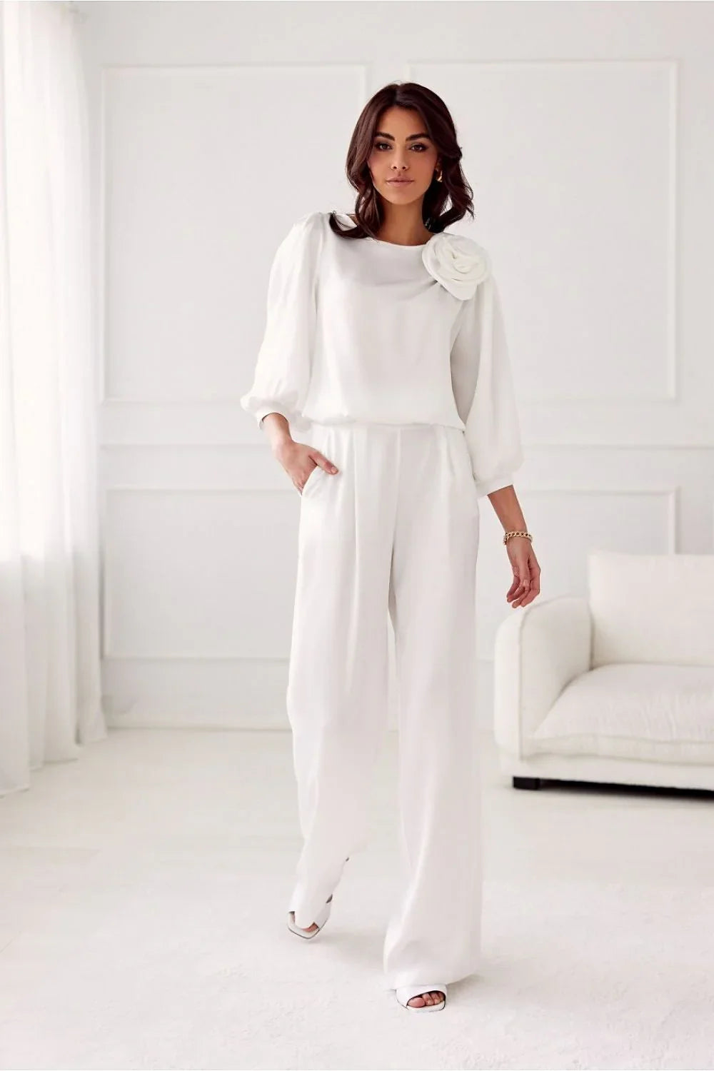Women Blouse – Lightweight – Long Sleeve - White -Guocali