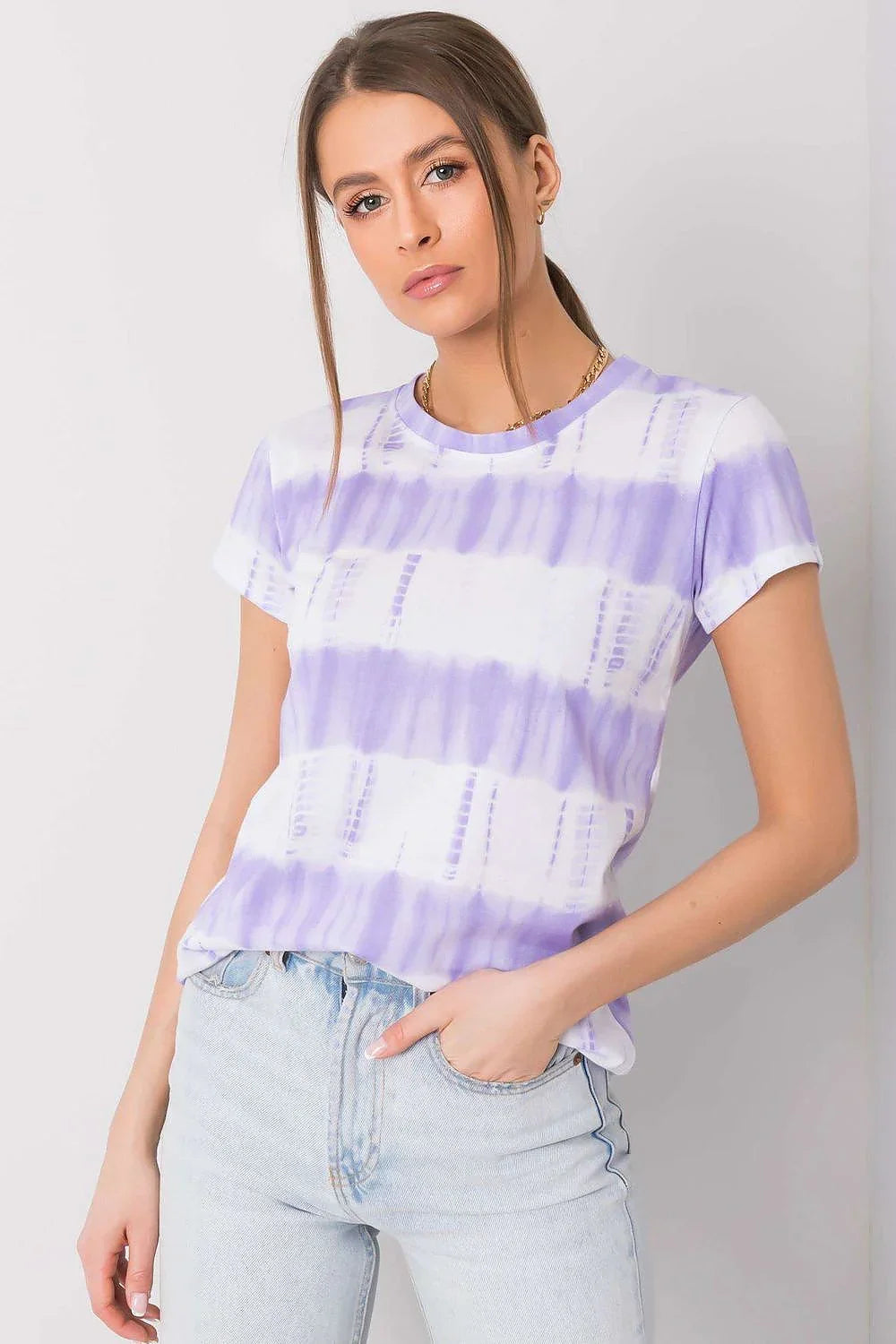 Women Crew-Neck Short-Sleeves T-Shirt – Breathable - Purple, White -Guocali