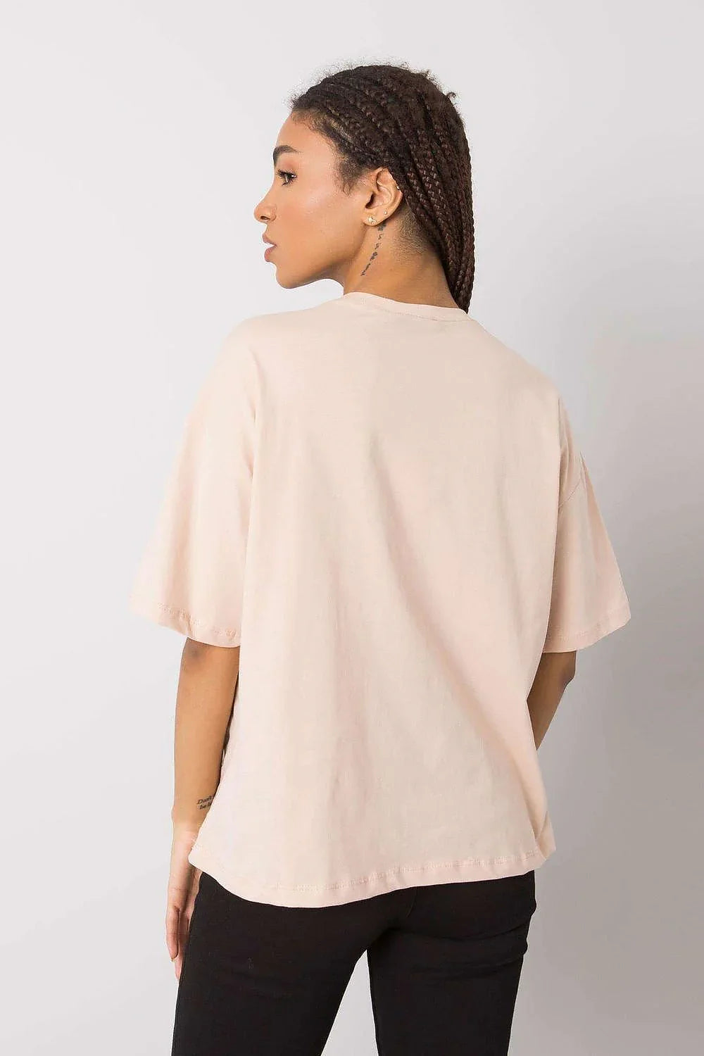 Women Crew-Neck Short-Sleeves T-Shirt – Lightweight - Beige -Guocali
