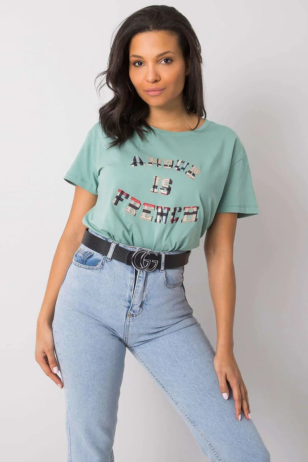 Women Crew-Neck Short-Sleeves T-Shirt – Stretchable - Green -Guocali