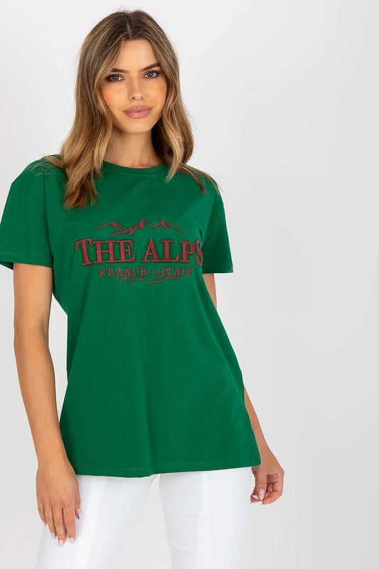 Women Crew-Neck Short-Sleeves T-Shirt – Stretchable - Green, Red -Guocali
