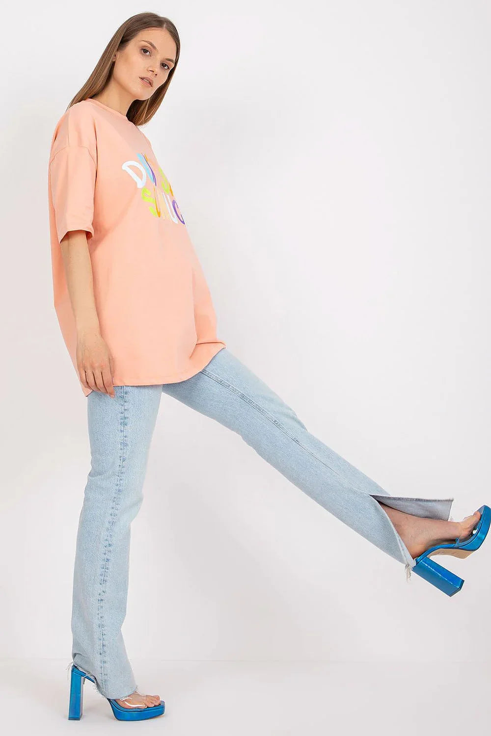Women Crew-Neck Short-Sleeves T-Shirt – Stretchable - Pink -Guocali