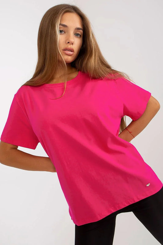 Women Crew-Neck Short-Sleeves T-Shirt – Stretchable - Pink -Guocali