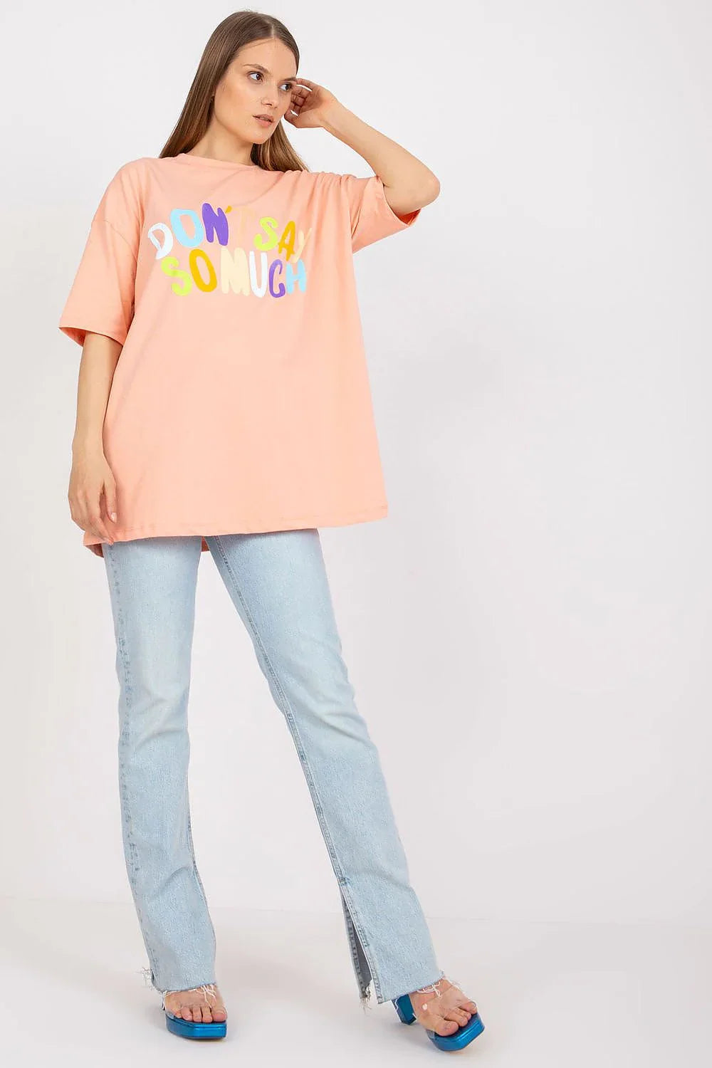 Women Crew-Neck Short-Sleeves T-Shirt – Stretchable - Pink -Guocali