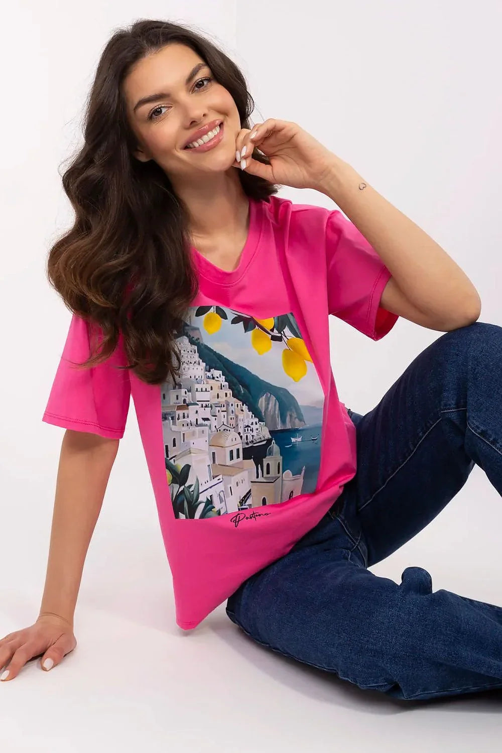 Women Crew-Neck Short-Sleeves T-Shirt – Stretchable - Pink, Multicolor, Yellow, Blue, White, Green -Guocali