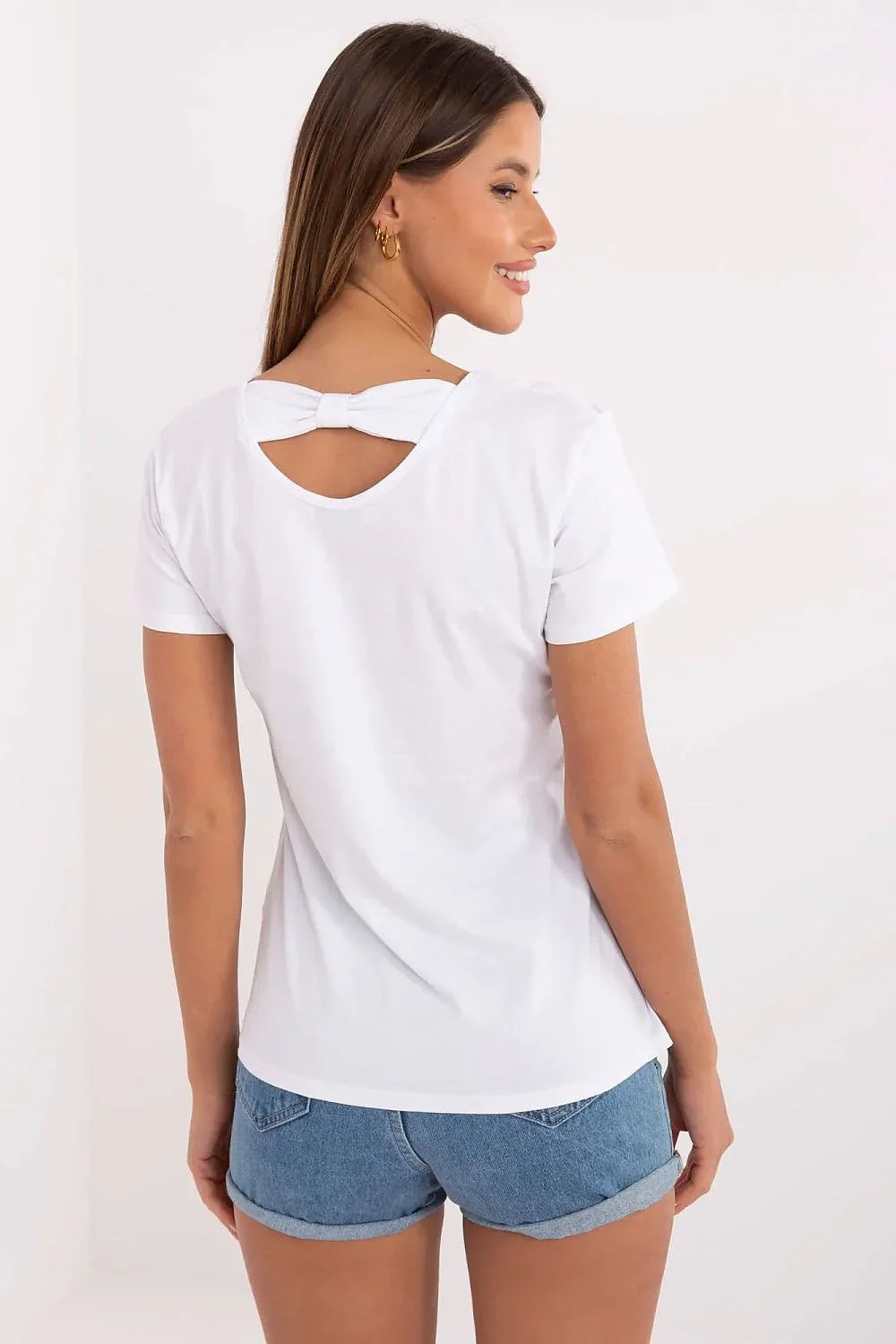 Women Crew-Neck Short-Sleeves T-Shirt – Stretchable - White, Multicolor -Guocali