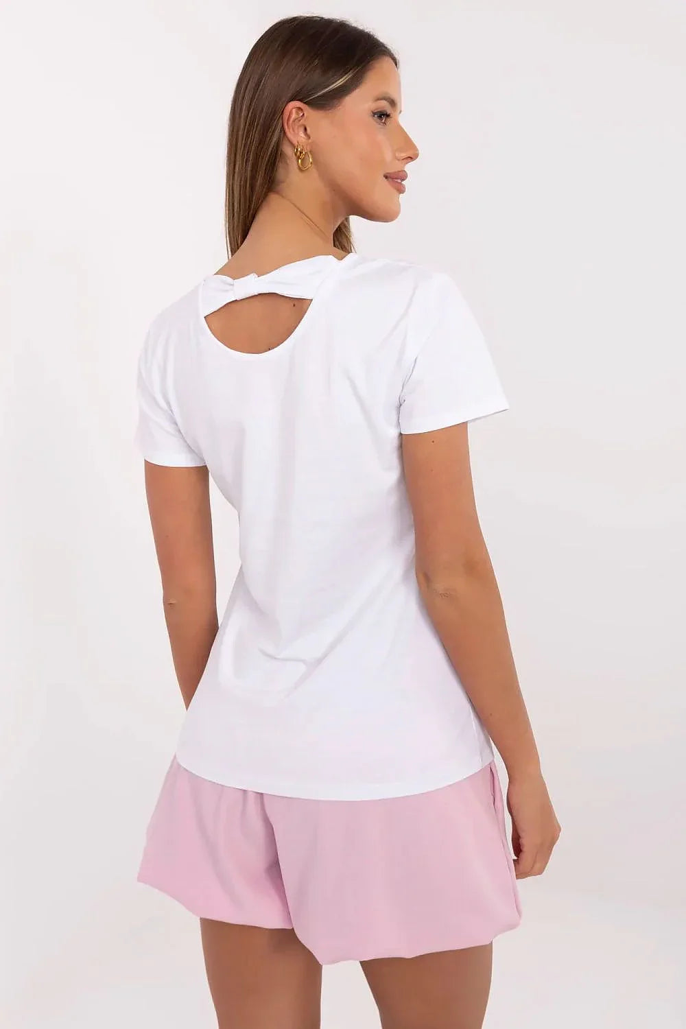 Women Crew-Neck Short-Sleeves T-Shirt – Stretchable - White, Multicolor -Guocali
