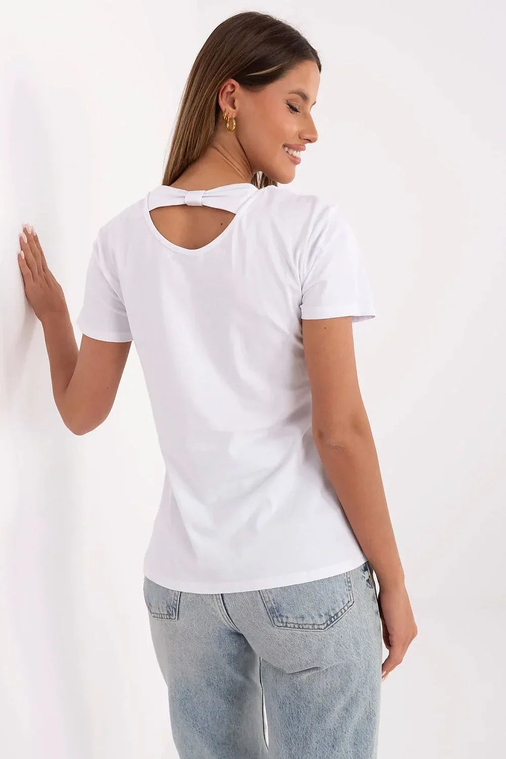 Women Crew-Neck Short-Sleeves T-Shirt – Stretchable - White, Multicolor, Beige, Brown, Gold -Guocali