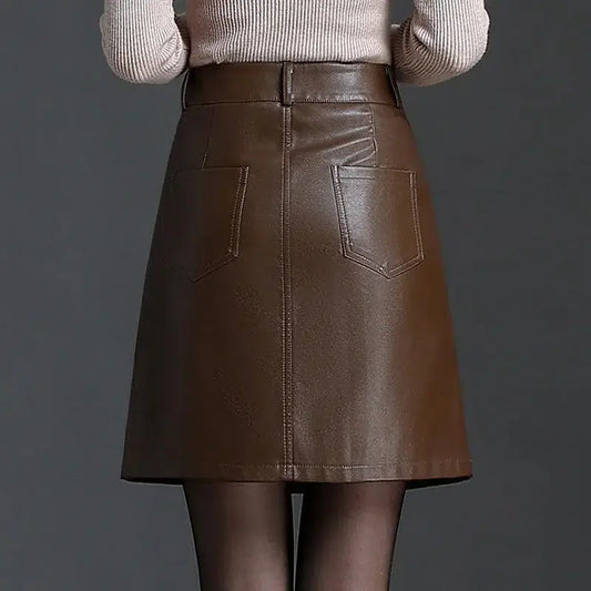 Women Leather Skirt - Mini Skirt -Guocali