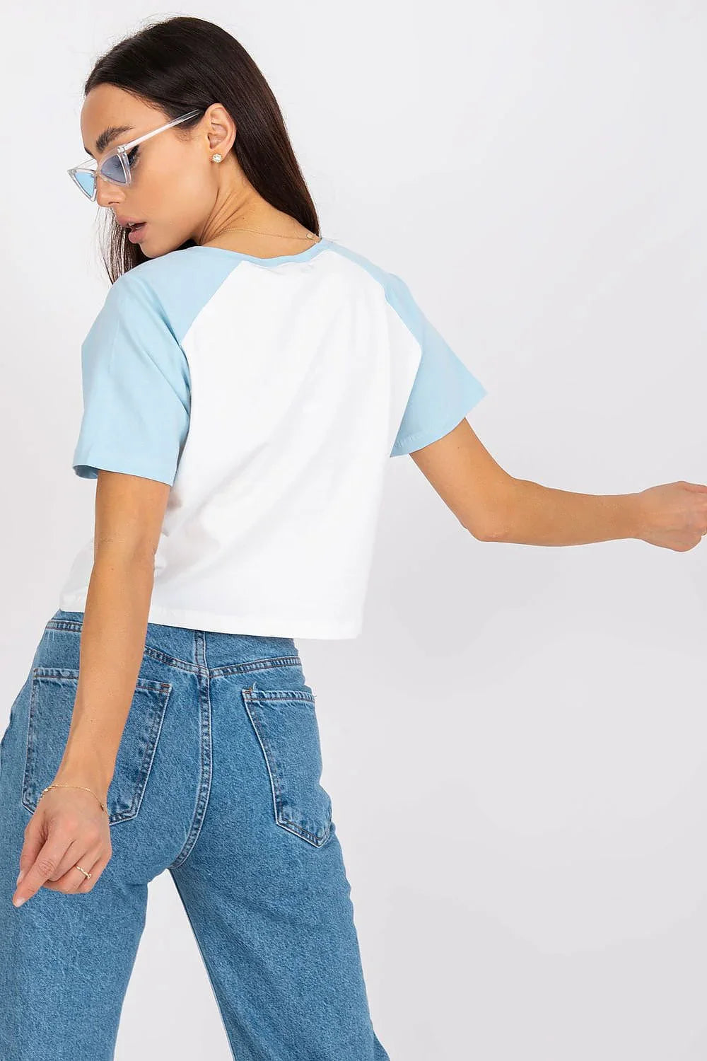 Women Raglan-Sleeves T-Shirt – Stretchable - White, Blue -Guocali