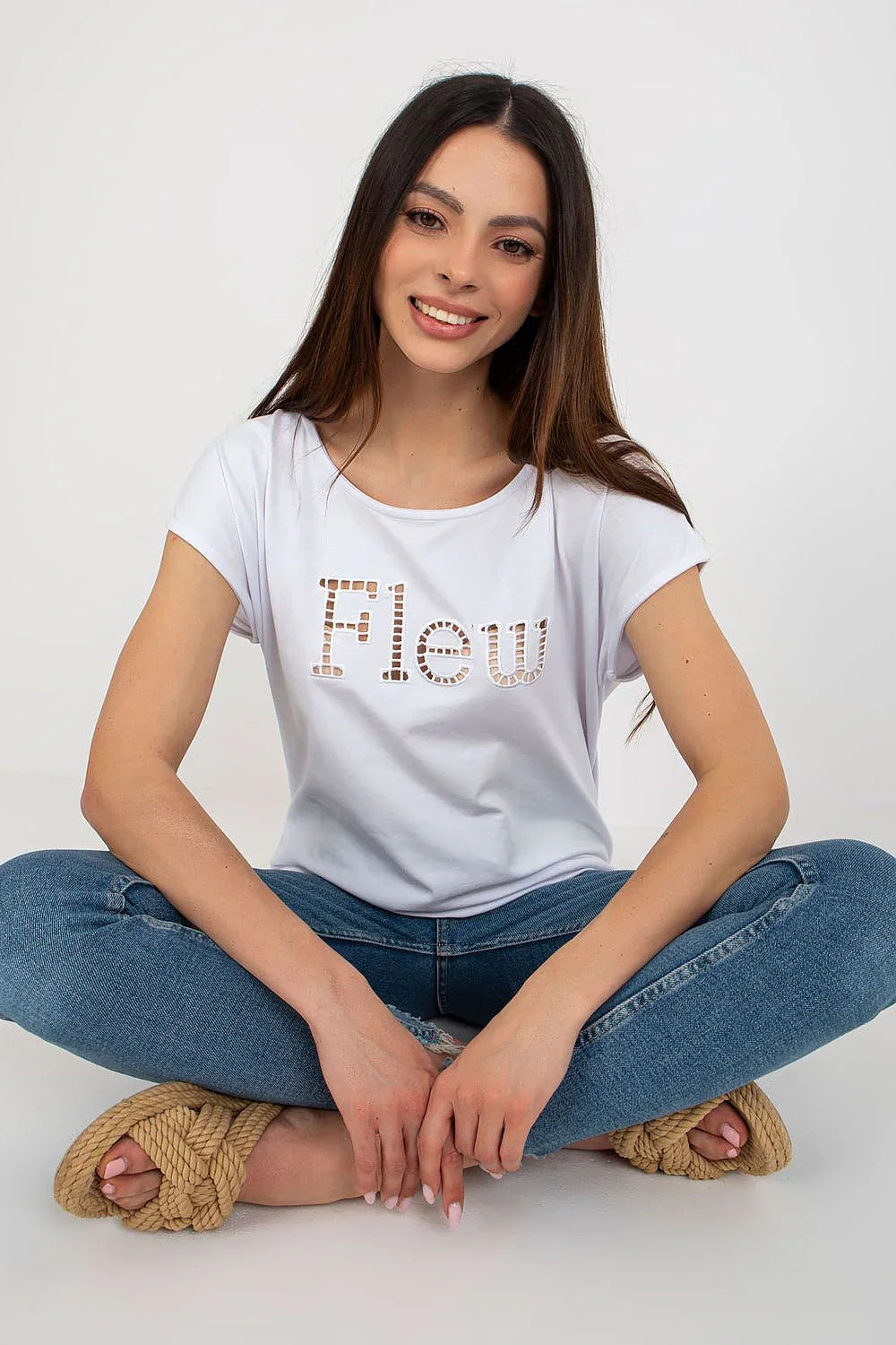 Women Round-Neck Short-Sleeves T-Shirt – Stretchable - White -Guocali
