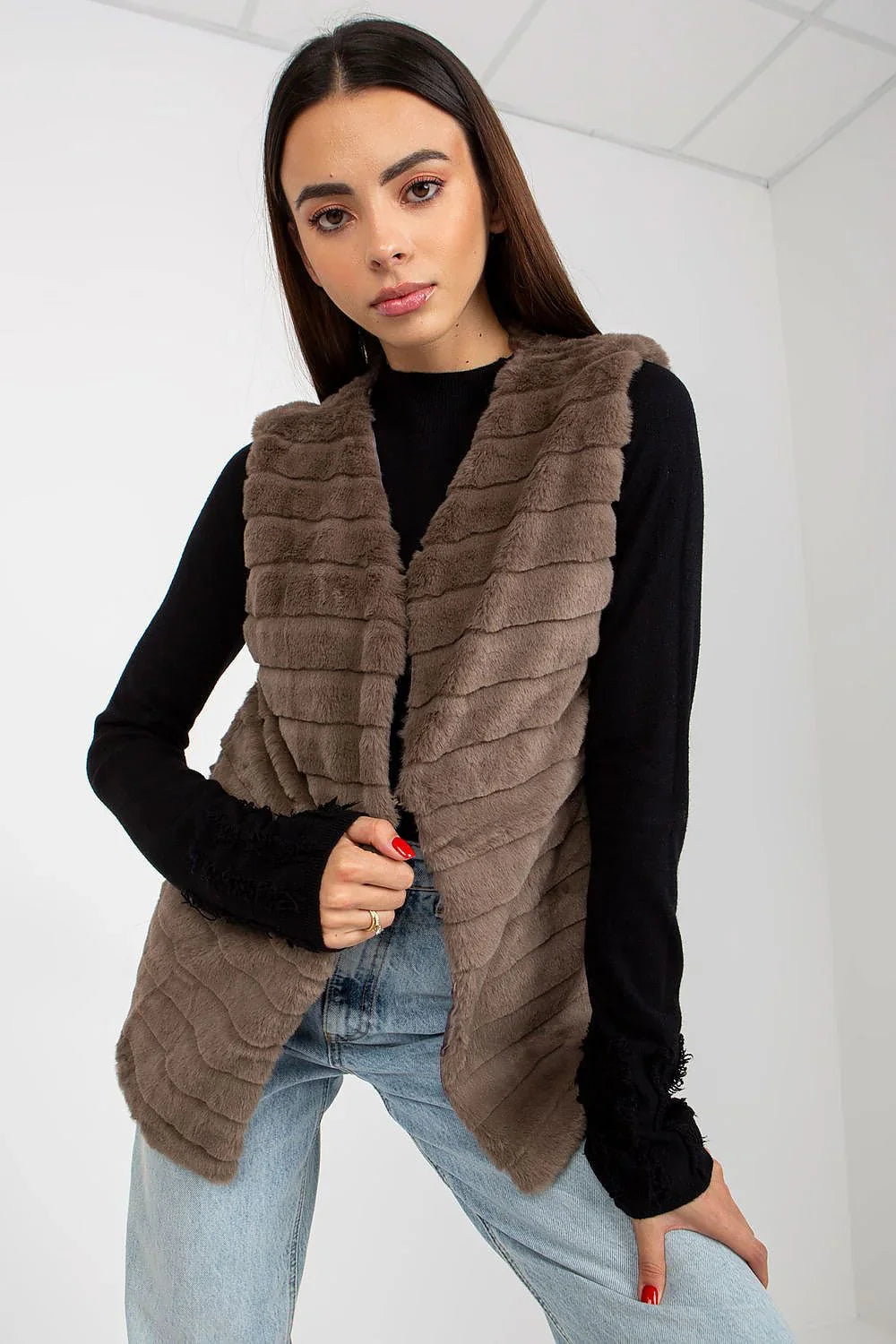 Women Suit Vest - Lightweight - Sleeveless Brown -Guocali