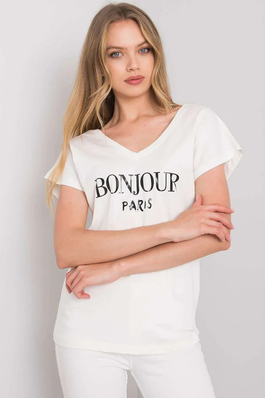 Women V-Neck Short-Sleeves T-Shirt – Breathable - White -Guocali