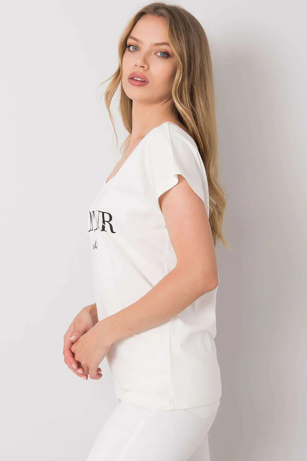 Women V-Neck Short-Sleeves T-Shirt – Breathable - White -Guocali