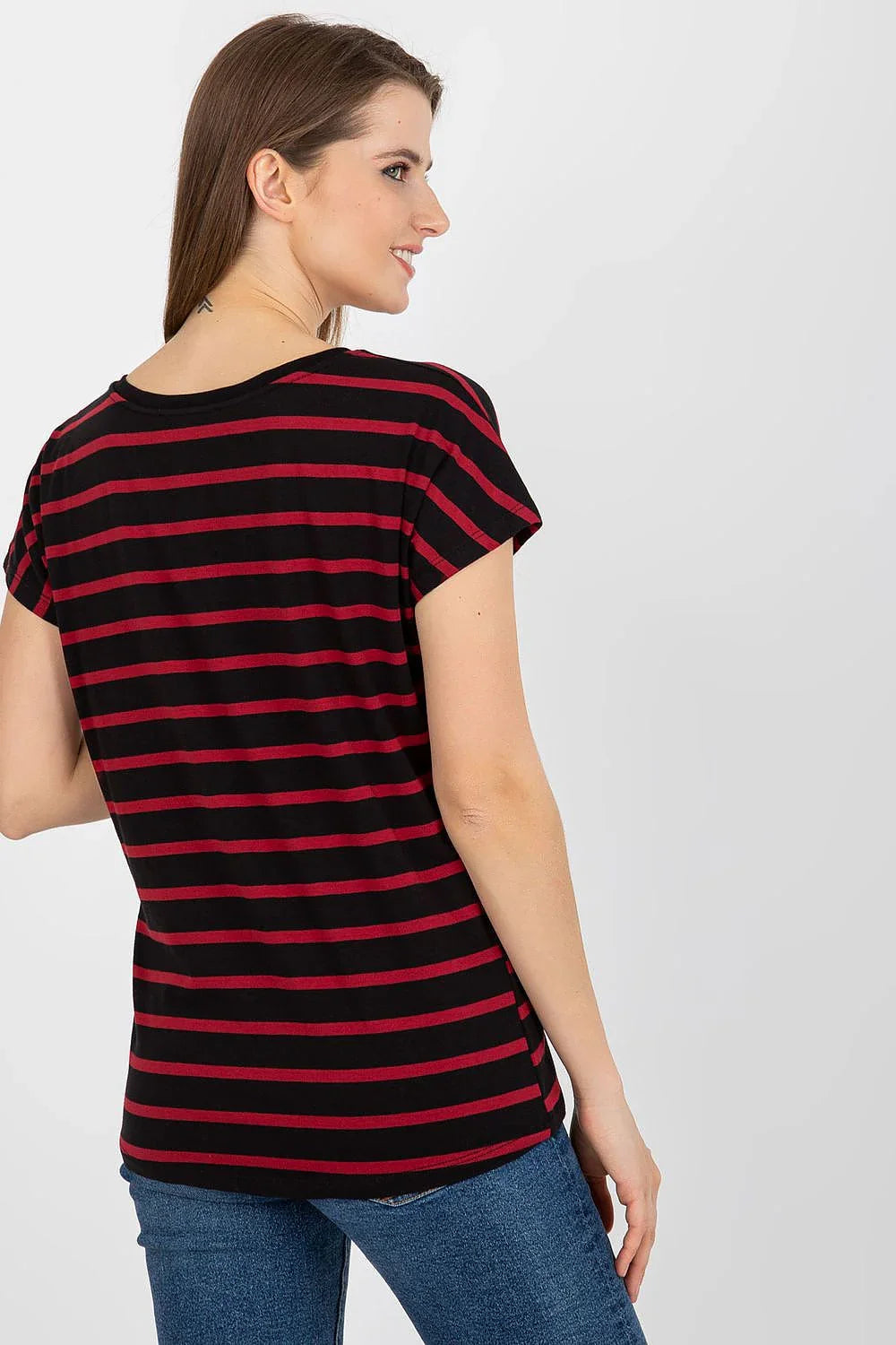 Women V-Neck Short-Sleeves T-Shirt – Stretchable - Black, Red -Guocali