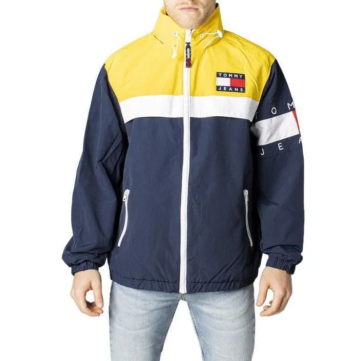 Men's colorblock windbreaker jacket in navy, yellow, and white from GUOCALI collection