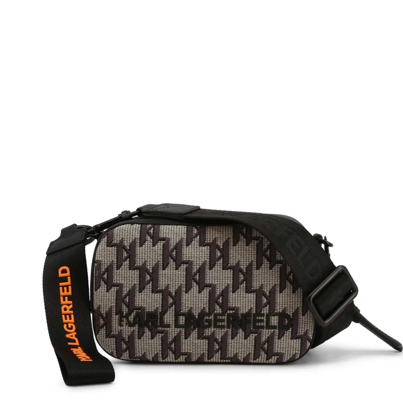 Designer crossbody bag with black houndstooth pattern and bold logo by GUOCALI Paris