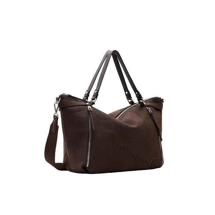 Brown designer handbag with dual handles and silver zippers from GUOCALI luxury collection