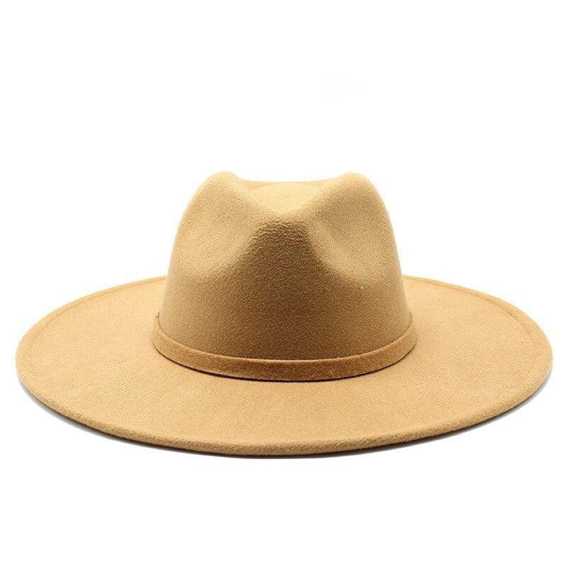 Tan wide brim fashion hat for men and women, luxury accessory from GUOCALI Paris collection