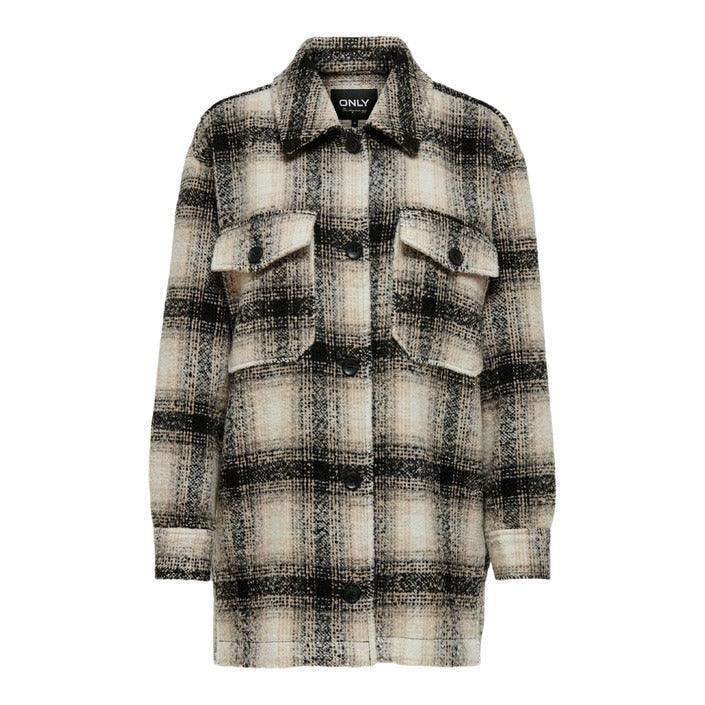Women's plaid wool coat with button front and chest pockets, GUOCALI Paris fashion
