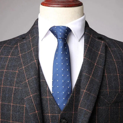 3-Piece Black Men’s Suit - Plaid Business Style -Guocali
