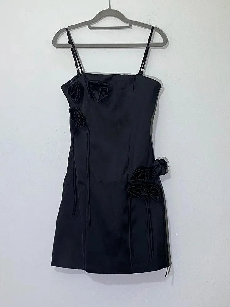 3D Flower Waist Camisole Short Party Dress -Guocali