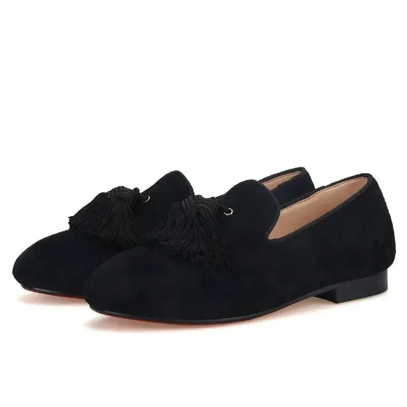 Kids Tassel Dress Loafers - Slip-On Flat Formal Dress Shoes