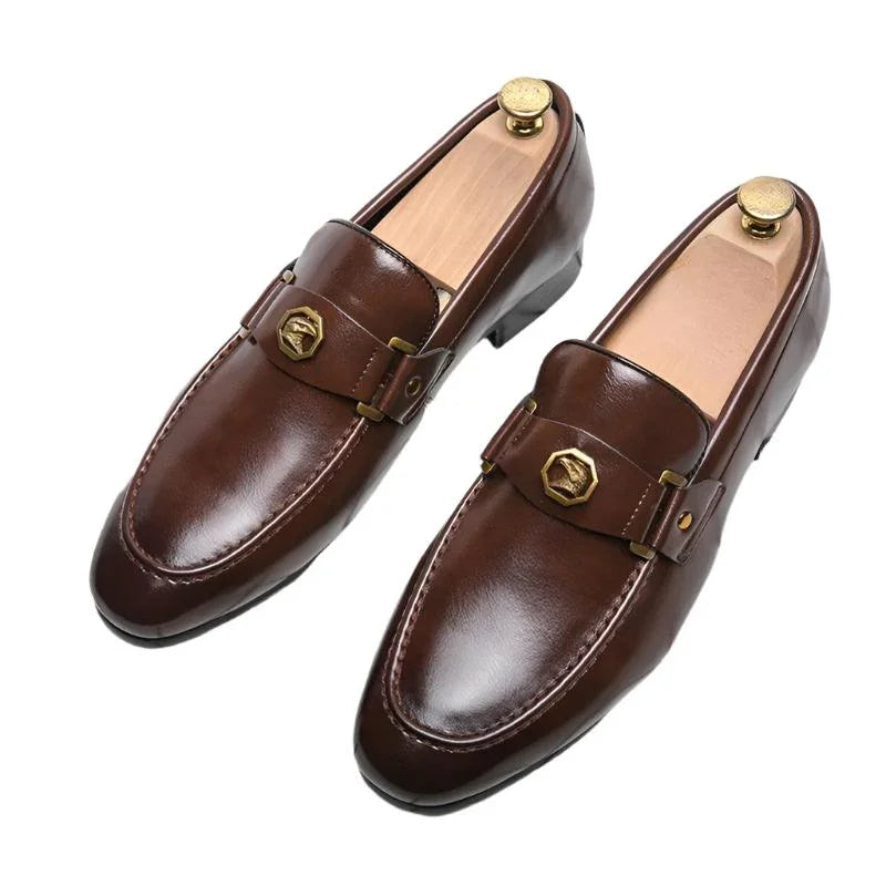 Men Horse Bit Dress Loafers - Slip-On Formal Dress Shoes