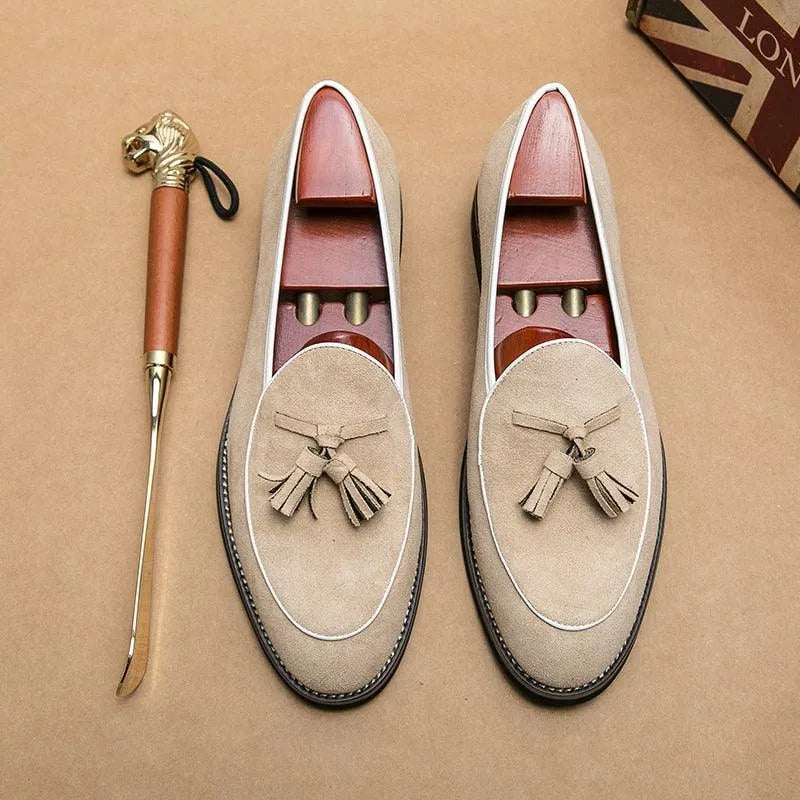 Men Tassel Dress Loafers - Slip-On Formal Dress Shoes