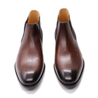 Men's Boots - Block Ankle Boots - Leather