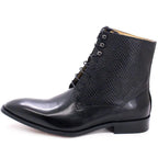 Men's Boots - Block Ankle Boots - Leather