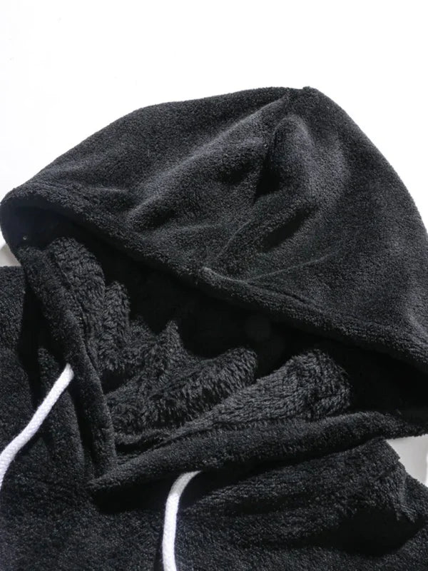 Men's casual personality fashion sweatshirt coral fleece jacket