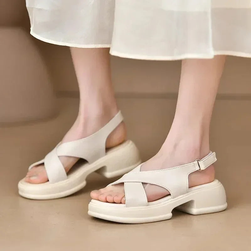 Women Back Strap Block Heel Sandals