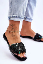 Women Beaded Resort Flip Flops